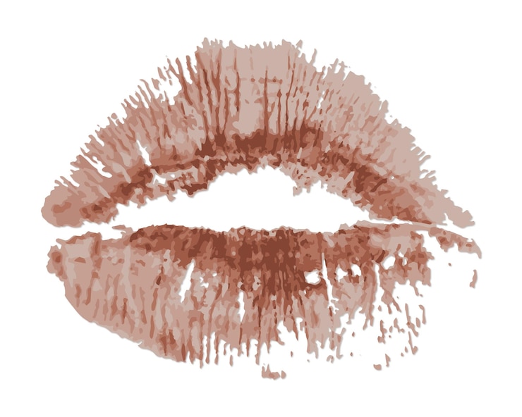 Vector pink lips lápiz labial desnudo beso abrazos y besos día de san valentín