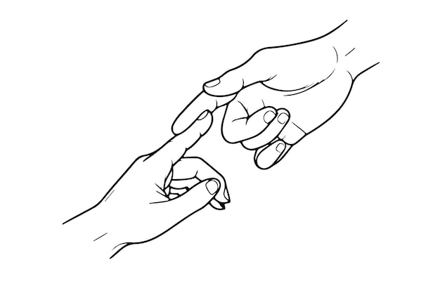 Vector pinky finger sosteniendo las manos arte de línea minimalista