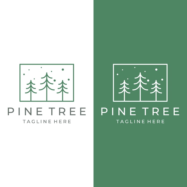 Pino abstracto creativo y bosque de pinos diseño de plantilla de logotipo fondo aisladologos para insigniasnegocionavidadmarcas y productos naturales