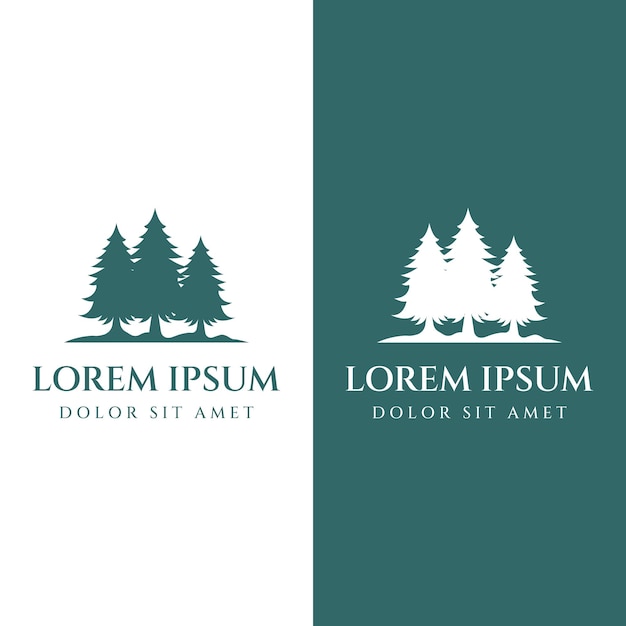 Pino abstracto creativo y bosque de pinos diseño de plantilla de logotipo fondo aisladologos para insigniasnegocionavidadmarcas y productos naturales