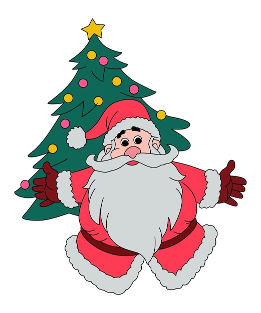 Pino con estrella y santa claus