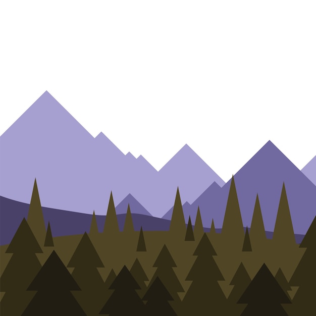 Vector pinos frente a la ilustración del paisaje de montaña