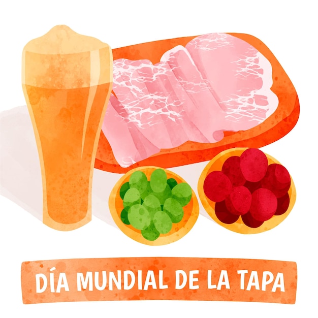 Vector pintado a mano acuarela dia mundial de la tapa ilustración