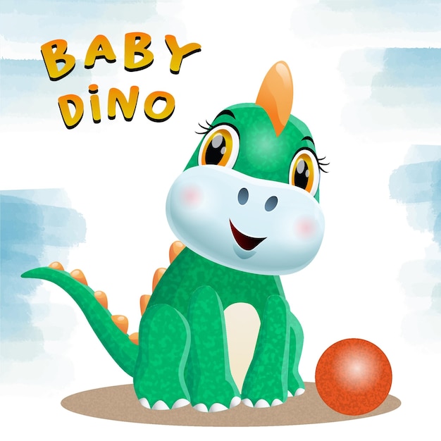 Vector pintado a mano acuarela lindo bebé dinosaurio