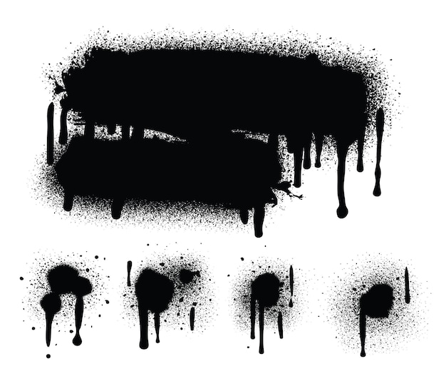 Pintar elementos vectoriales abstractos aislados en líneas de fondo blanco y conjunto de gotas Estilo callejero