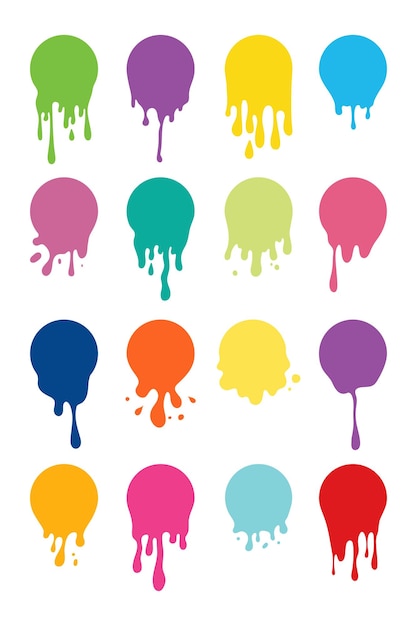 Pintar salpicaduras redondas con gotas manchas de forma líquida aisladas sobre fondo blanco
