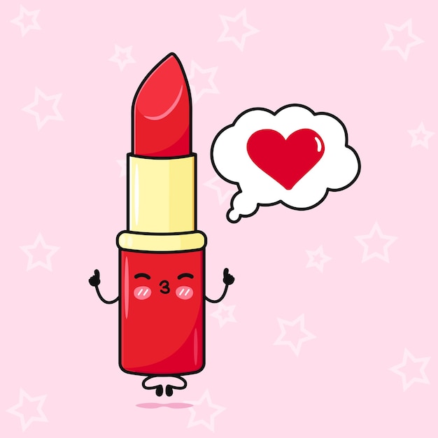 Pintón de labios rojo haciendo yoga con burbuja de habla vector dibujado a mano ilustración de personaje de dibujos animados kawaii