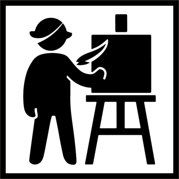pintor con imagen de silueta de caballete