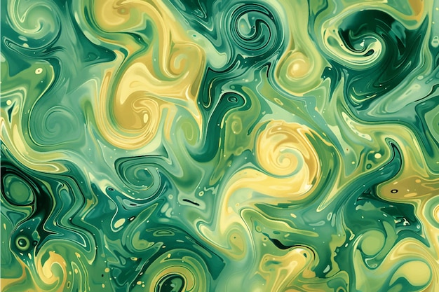 una pintura abstracta colorida de una ola que tiene los colores de amarillo verde y amarillo