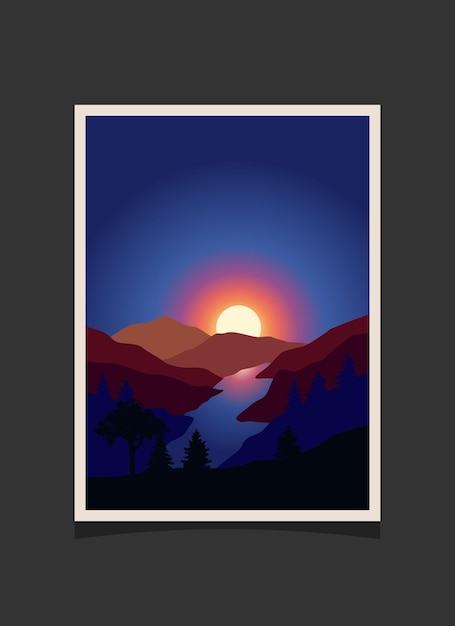 Pintura abstracta de montaña, Fondo abstracto, Vector Premium