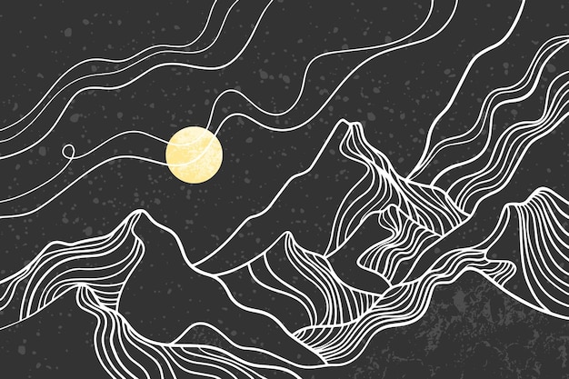 Pintura abstracta de montaña, Fondo abstracto, Vector Premium