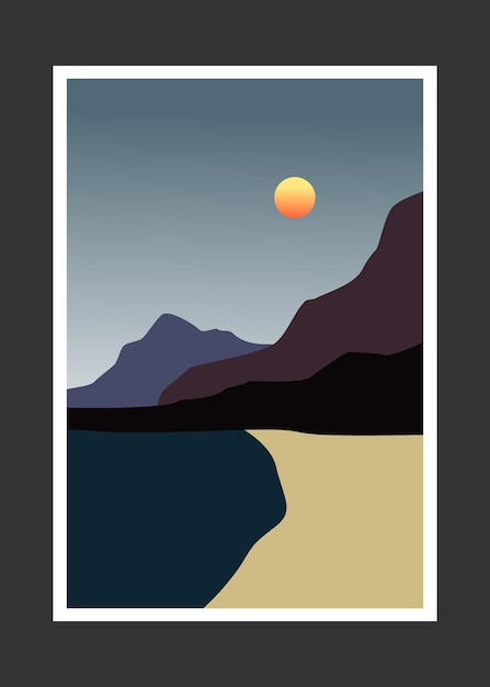Pintura abstracta de montaña, Fondo abstracto, Vector Premium