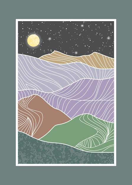 Pintura abstracta de montaña, Fondo abstracto, Vector Premium