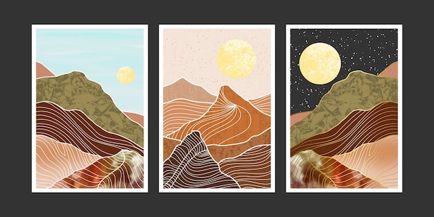 Pintura abstracta de montaña, Fondo abstracto, Vector Premium