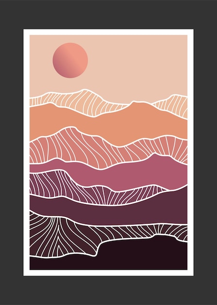 Pintura abstracta de montaña, Fondo abstracto, Vector Premium