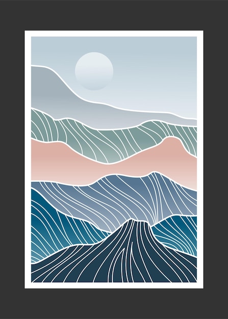 Pintura abstracta de montaña, Fondo abstracto, Vector Premium