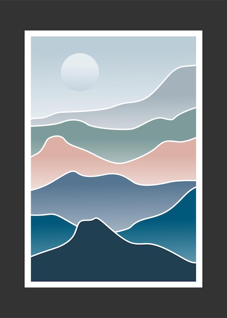 Pintura abstracta de montaña, Fondo abstracto, Vector Premium