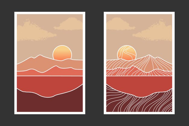 Pintura abstracta de montaña, Fondo abstracto, Vector Premium