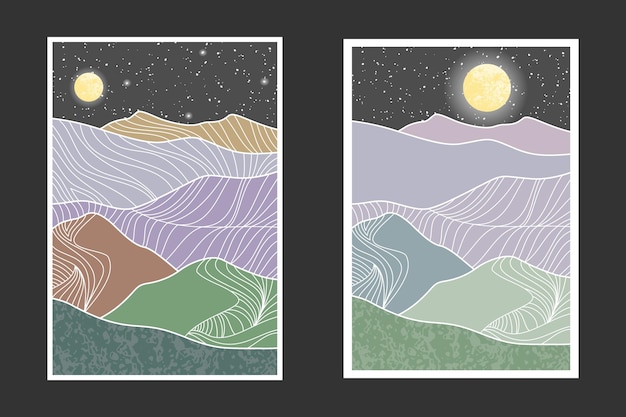 Pintura abstracta de montaña, Fondo abstracto, Vector Premium