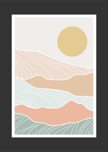 Pintura abstracta de montaña, Fondo abstracto, Vector Premium