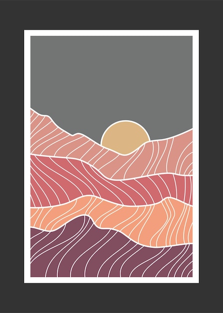 Pintura abstracta de montaña, Fondo abstracto, Vector Premium
