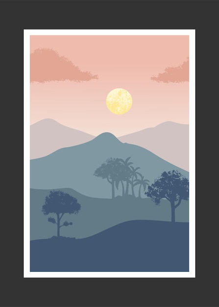 Pintura abstracta de montaña, Fondo abstracto, Vector Premium