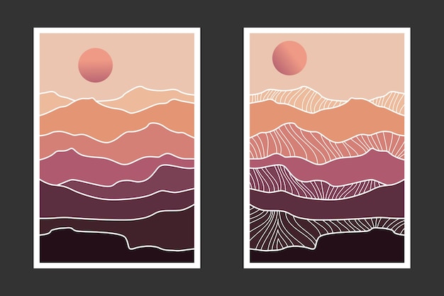 Pintura abstracta de montaña, Fondo abstracto, Vector Premium