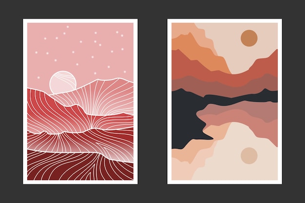 Pintura abstracta de montaña, Fondo abstracto, Vector Premium