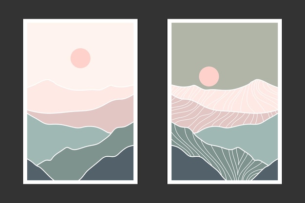 Pintura abstracta de montaña, Fondo abstracto, Vector Premium