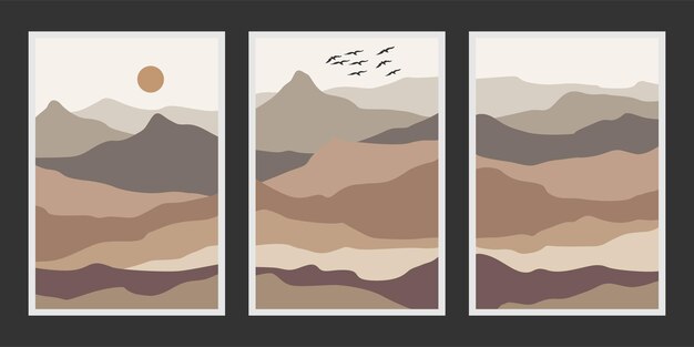 Pintura abstracta de montaña, Fondo abstracto, Vector Premium