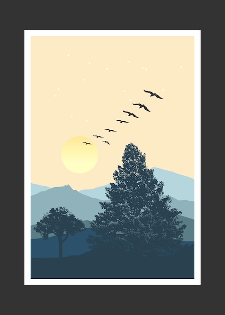 Pintura abstracta de montaña, Fondo abstracto, Vector Premium