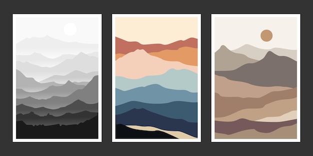 Pintura abstracta de montaña Fondo abstracto Vector Premium
