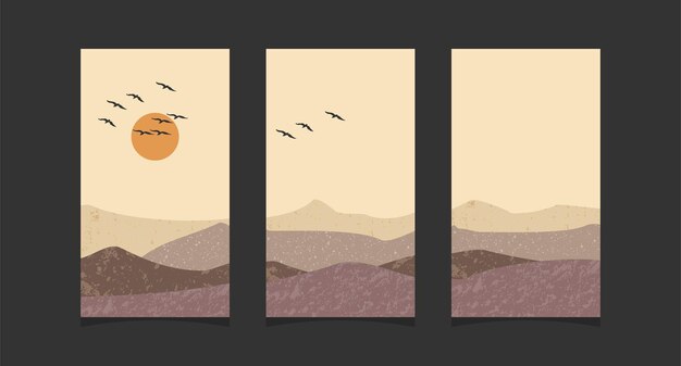 Pintura abstracta de montaña, Fondo abstracto, Vector Premium