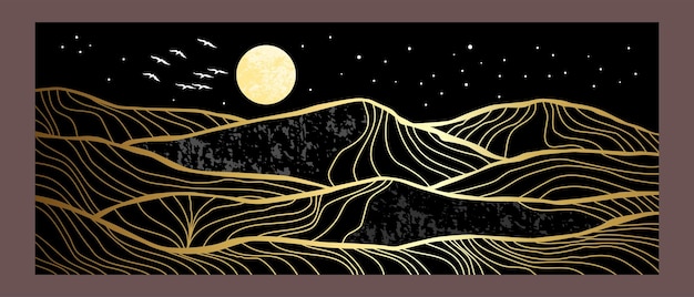 Pintura abstracta de montaña, Fondo abstracto, Vector Premium