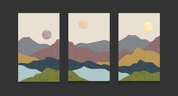 Pintura abstracta de montaña Fondo abstracto Vector Premium