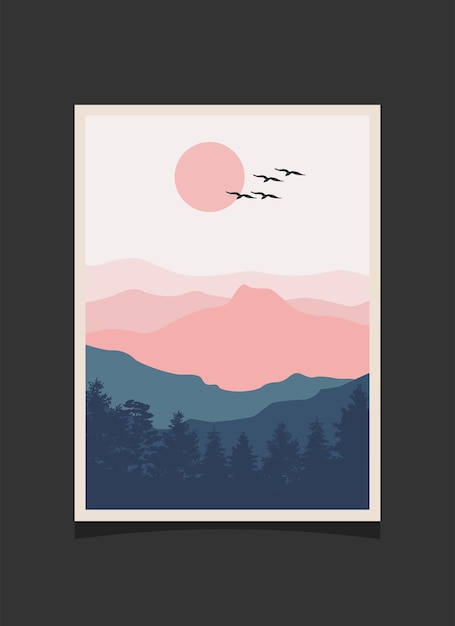 Pintura abstracta de montaña, Fondo abstracto, Vector Premium