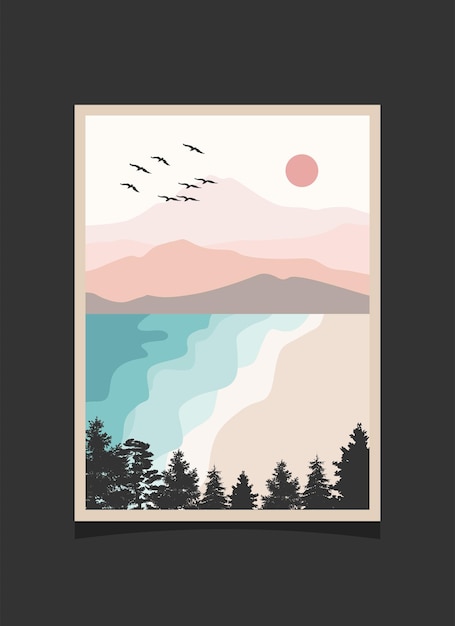 Pintura abstracta de montaña, Fondo abstracto, Vector Premium