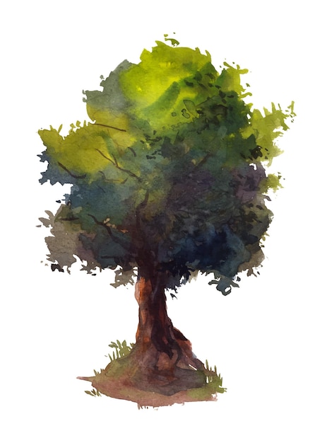 pintura de acuarela de árbol artístico