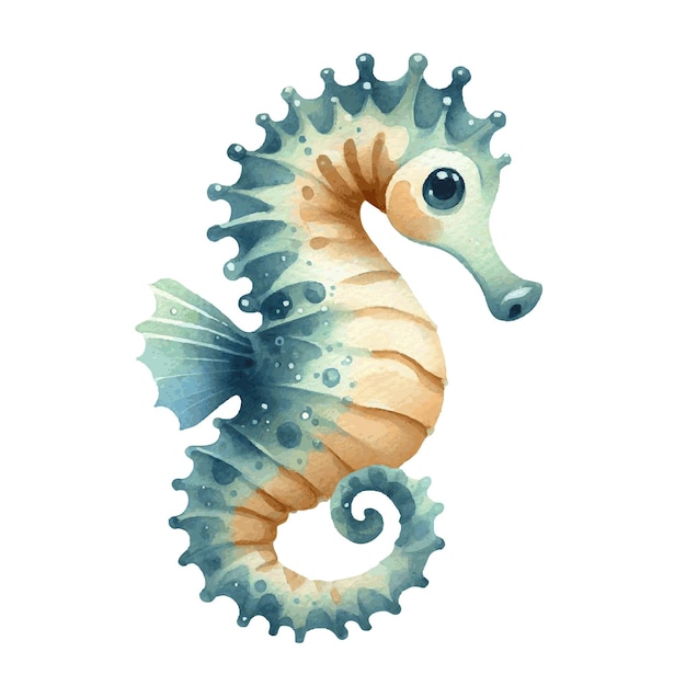 Pintura de acuarela de caballito de mar de colores Ilustración vectorial