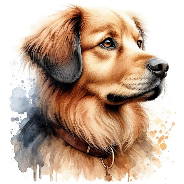 Vector pintura en acuarela de una cabeza de perro