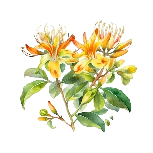 Pintura de acuarela de flores de madreselva