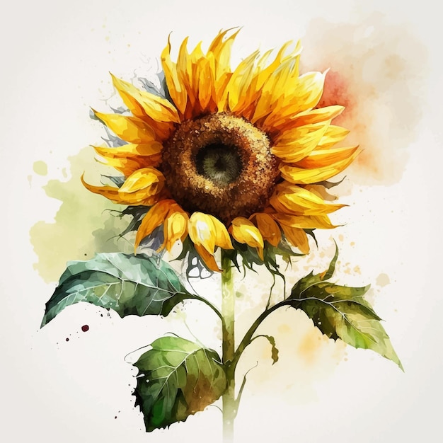 Pintura de acuarela de girasol