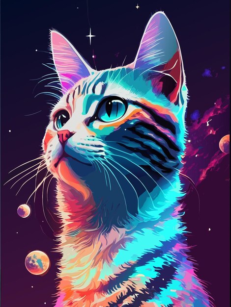 Pintura a la acuarela hacer un diseño único de gato con el uso