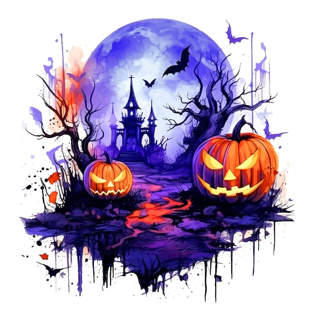 Pintura en acuarela de Halloween Ilustración artística