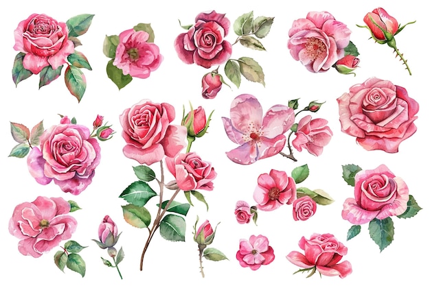 pintura en acuarela de la ilustración de la flor de la rosa
