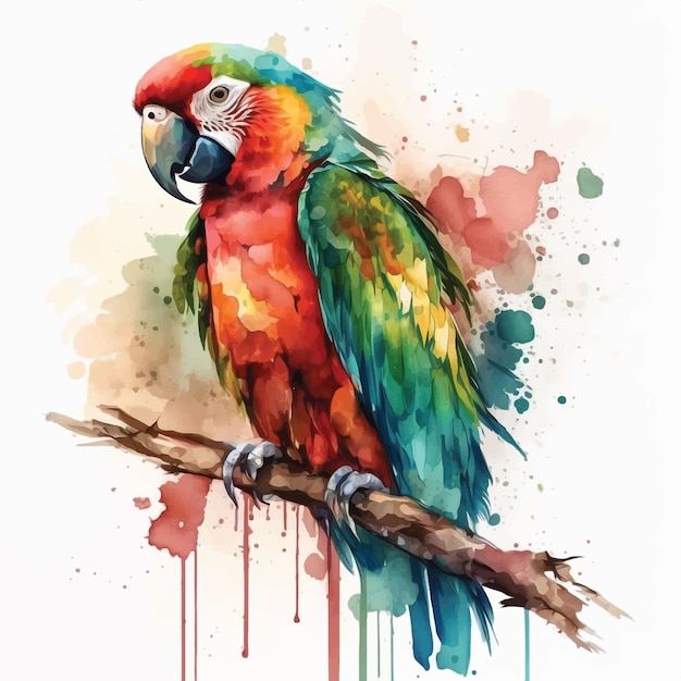 Vector pintura de acuarela de loro