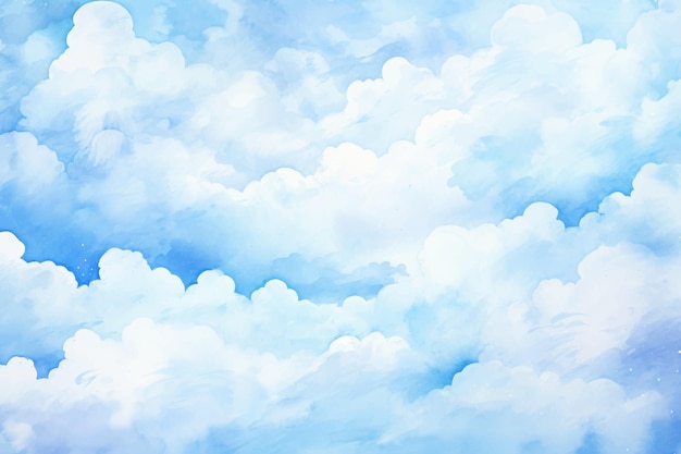 Vector pintura acuarela de nubes en un cielo azul