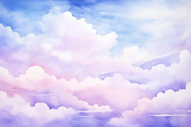 Vector una pintura de acuarela de nubes en rosa y azul