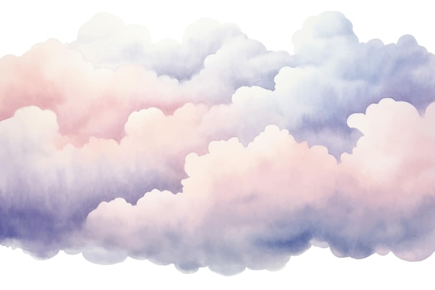 Una pintura de acuarela de nubes en rosa y azul.