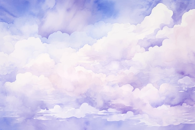 una pintura de acuarela de nubes en violeta y azul